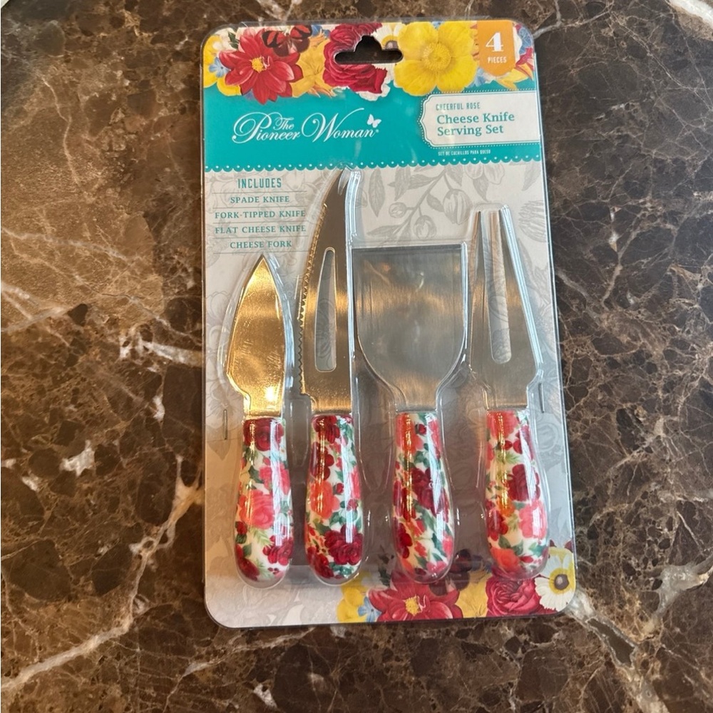 The Pioneer Women Heritage Pink Floral Cheese Knife Serving Set 4 pieces
